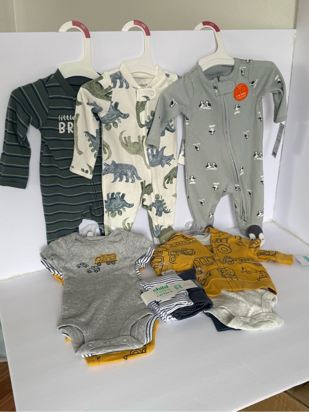 Carter's Baby Footie Bundle - Green, Cream, Gray & Mustard Mix